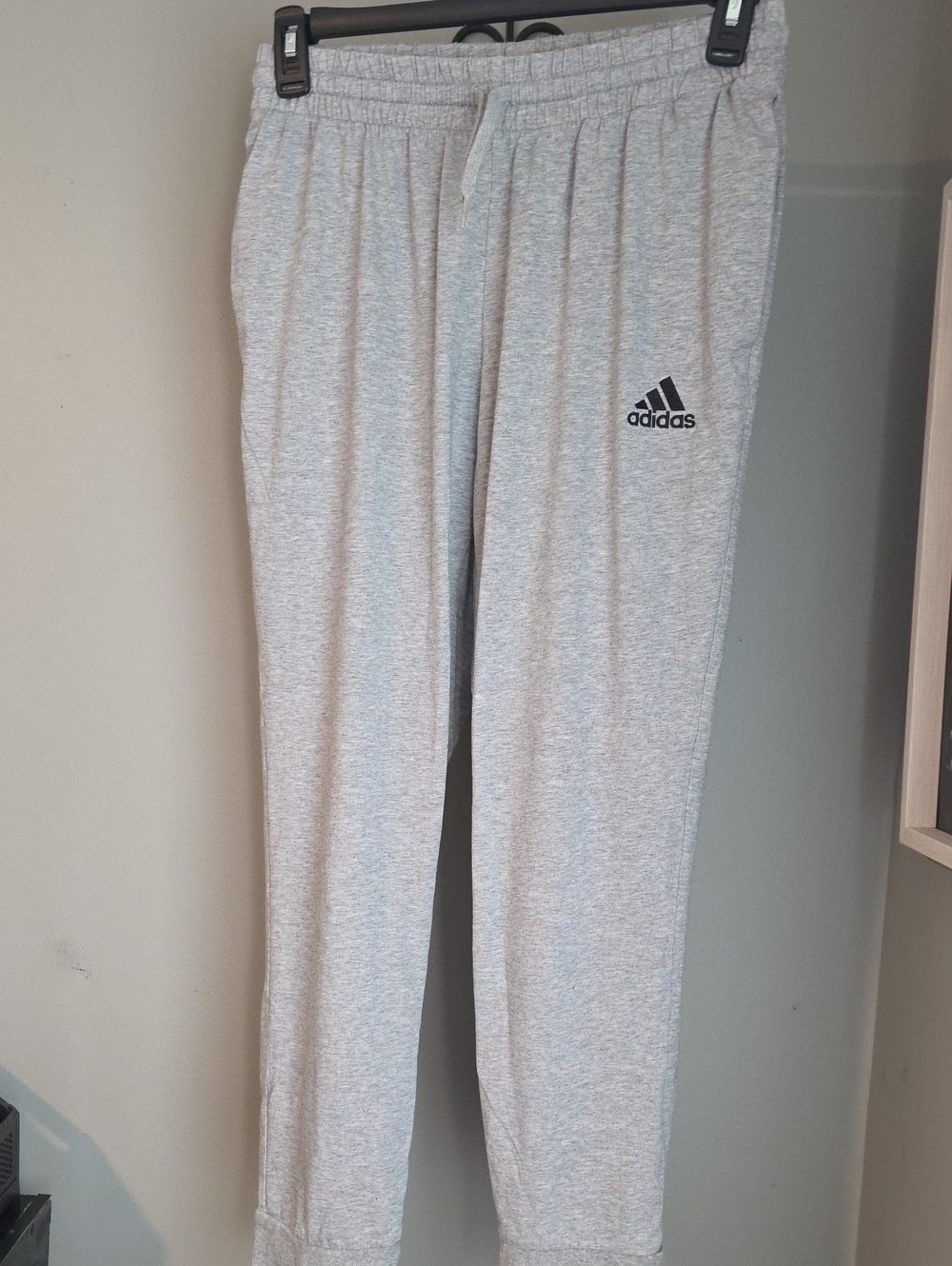 adidas Light Gray Sweatpants with Black Logo Size Large